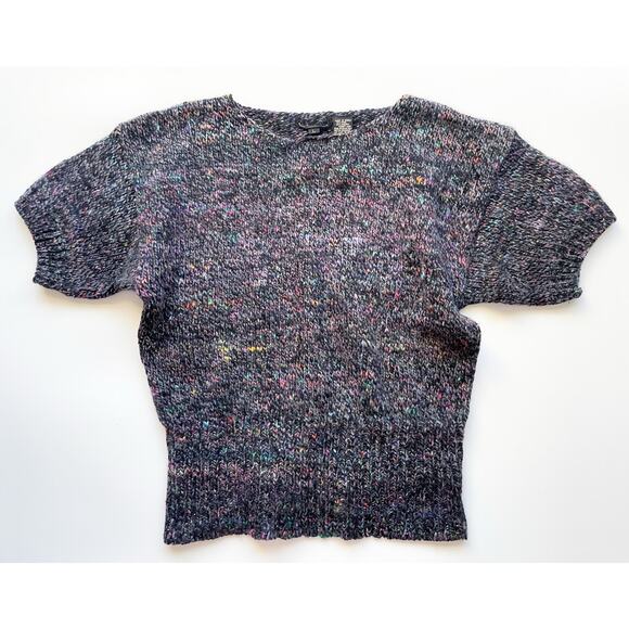 Women's Multi Colored Wool and Angora Short Sleeve Sweater Size M - Picture 1 of 5